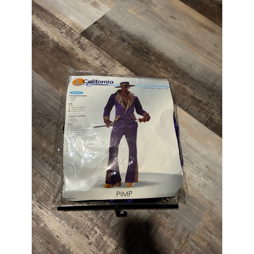 California Costumes Purple Velvet Pimp Costume XL Leopard Print 70s Retro Mens